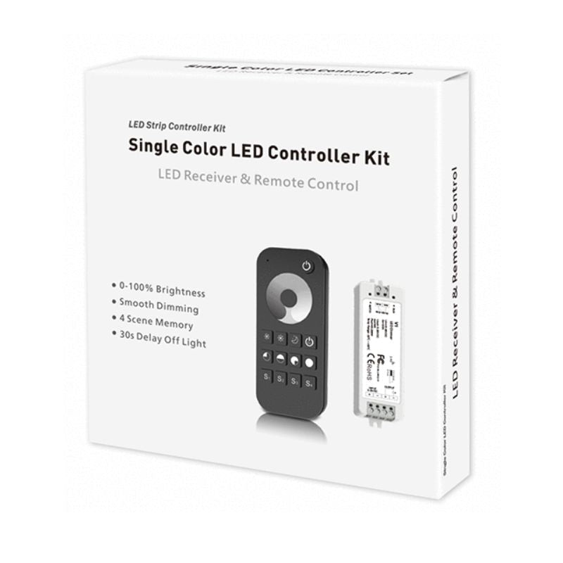 Kit Contrôleur LED Monocouleur RF 5 - 36V DC Max 8A avec Télécommande - Noir - Silamp France
