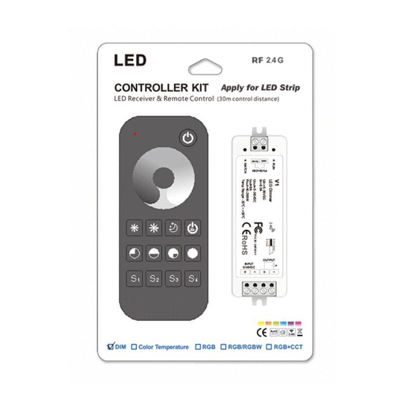 Kit Contrôleur LED Monocouleur RF 5 - 36V DC Max 8A avec Télécommande - Noir - Silamp France