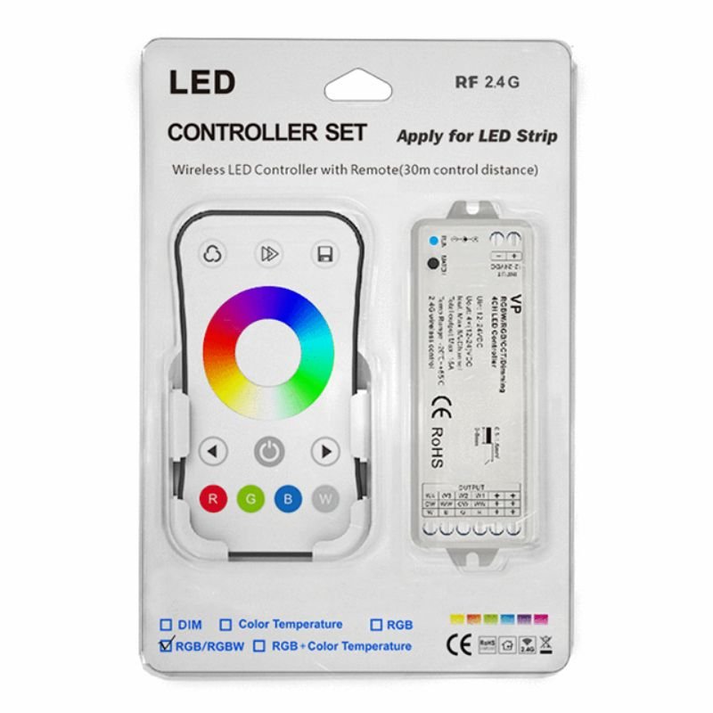 Kit Contrôleur LED RGBW RF 12 - 24V DC avec Télécommande - Blanc - Silamp France