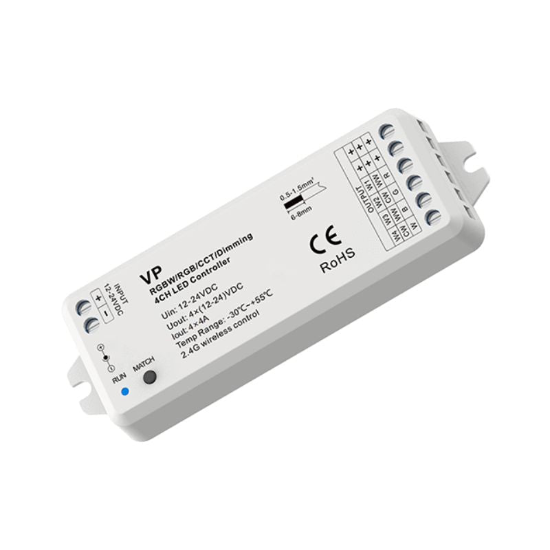 Kit Contrôleur LED RGBW RF 12 - 24V DC avec Télécommande - Blanc - Silamp France