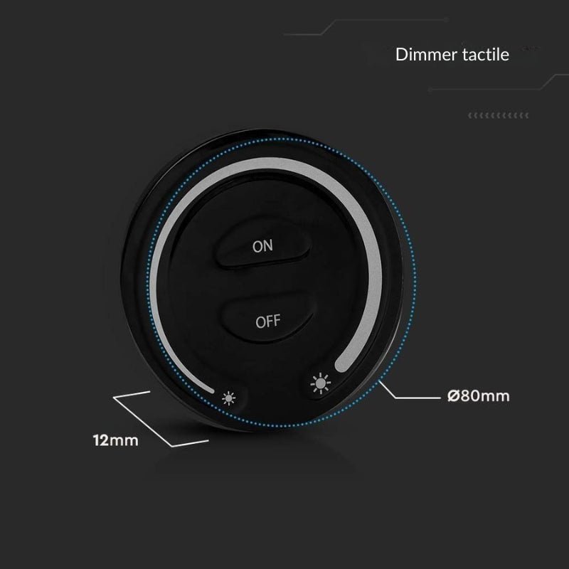 Kit Contrôleur RF 12/24V + Variateur tactile Rond Noir Monochrome - Silamp France