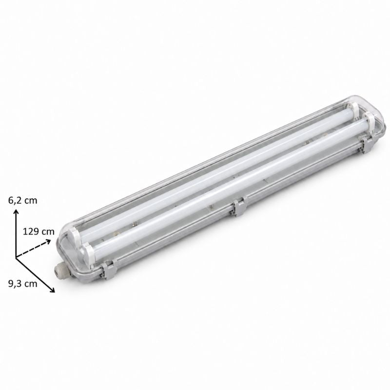 Kit de Réglette LED IP65 + 2 Tube Néon LED 120cm T8 18W - Pack de 6 - Silamp France