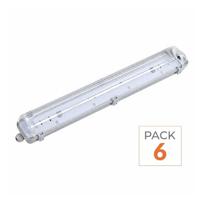 Pack de  6 - Kit de Réglette LED IP65 + 2 Tube Néon LED 150cm T8 22W