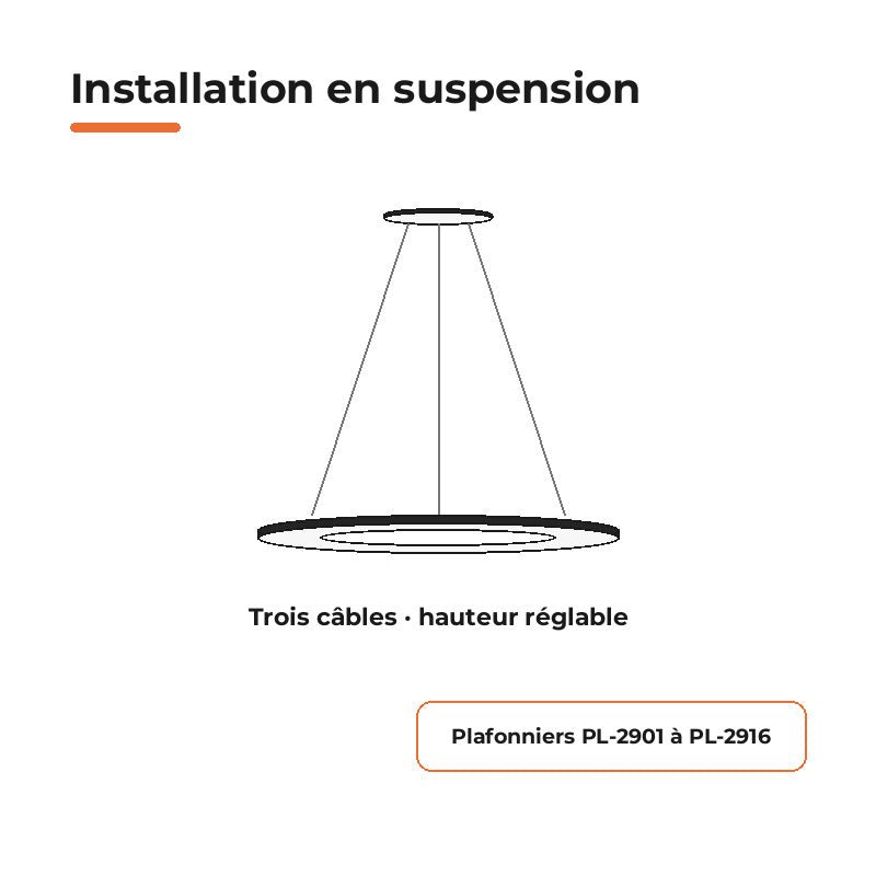 Kit de suspension pour Plafonnier - Noir - Silamp France