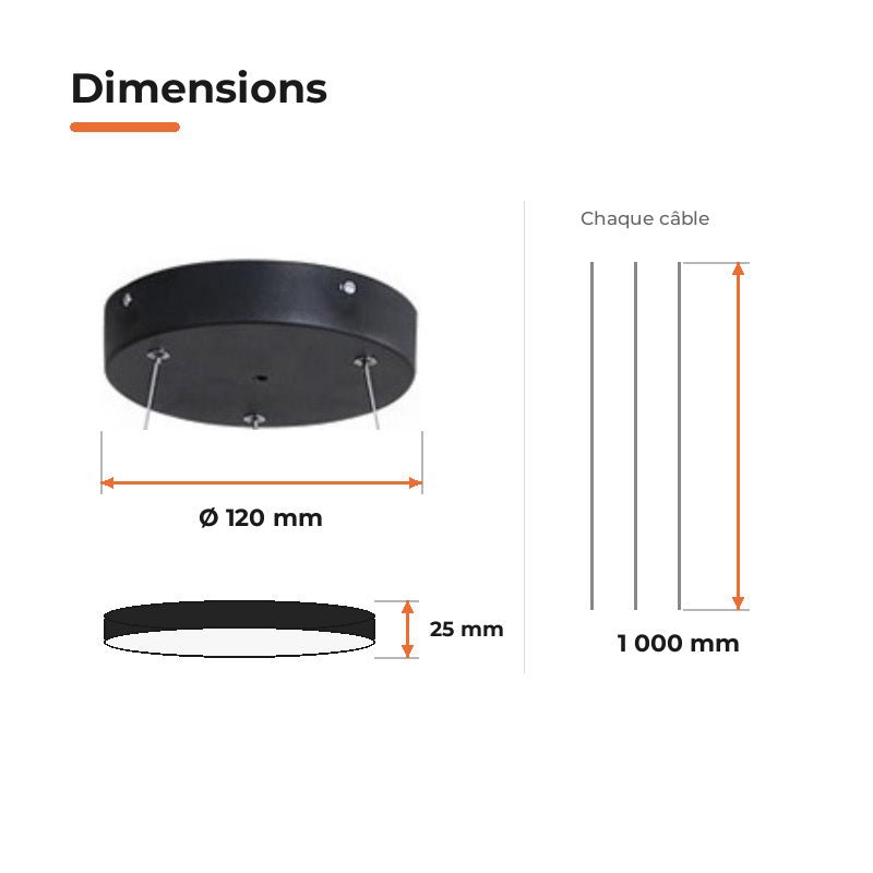 Kit de suspension pour Plafonnier - Noir - Silamp France