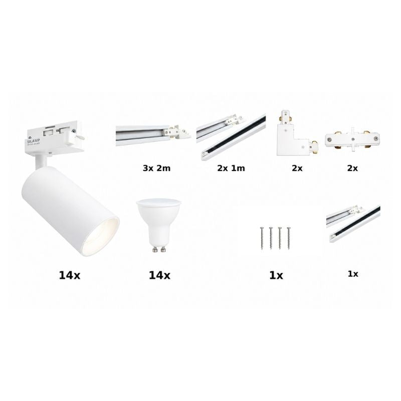 Kit Rail LED Monophasé en U + 14 Spots GU10 Blanc - 800 cm - Silamp France