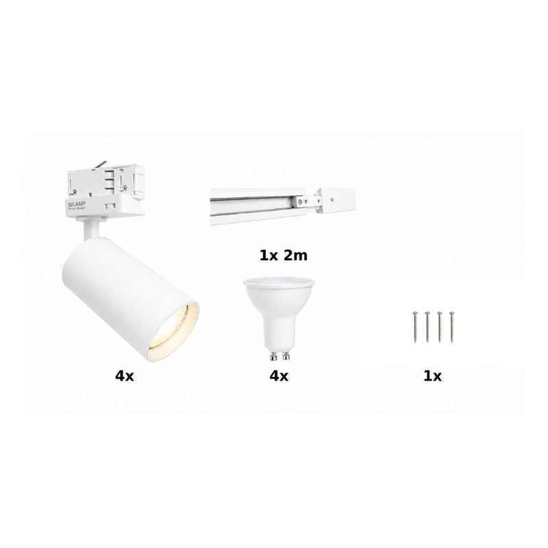 Kit Rail LED Triphasé + 4 Spots GU10 Blanc - 200 cm - Silamp France