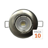 Kit Spot LED GU10 Encastrable Orientable 8W Rond Inox - Pack de 10