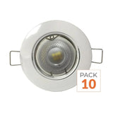 Kit Spot LED GU10 encastrable Rond Blanc avec une ampoule 8W (Pack de 10)