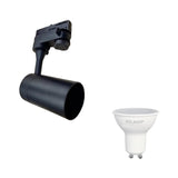 Kit Spot LED sur rail 80° Triphasé Noir + Ampoule LED GU10 8W