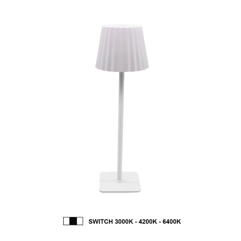 Lampe de Table Rechargeable Tactile Blanche Design 3W CCT - 3000K/4200K/6400K - Silamp France