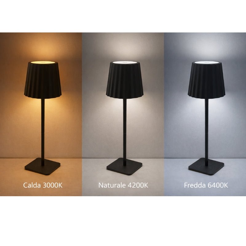 Lampe de Table Rechargeable Tactile Noire Design 3W CCT - 3000K/4200K/6400K - Silamp France