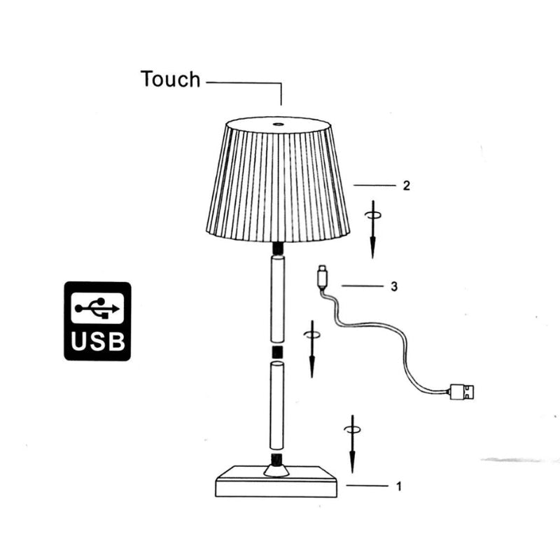 Lampe de Table Rechargeable Tactile Noire Design 3W CCT - 3000K/4200K/6400K - Silamp France
