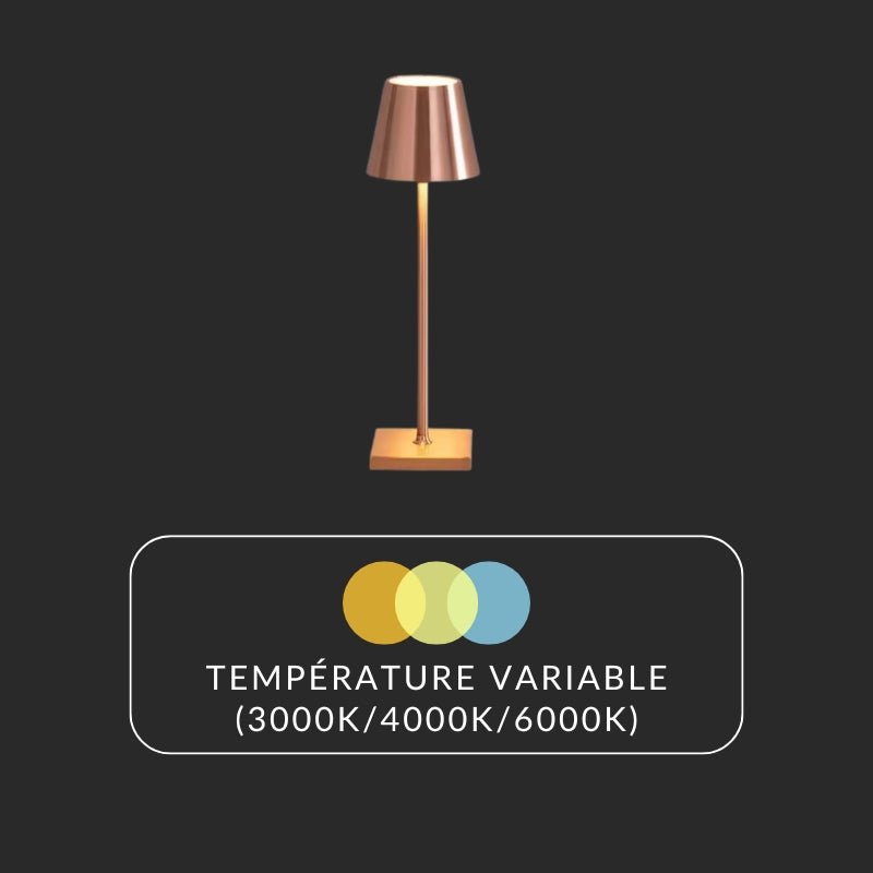 Lampe de Table Rechargeable Tactile Or Rose 3W CCT - 3000K/4000K/6500K - Silamp France