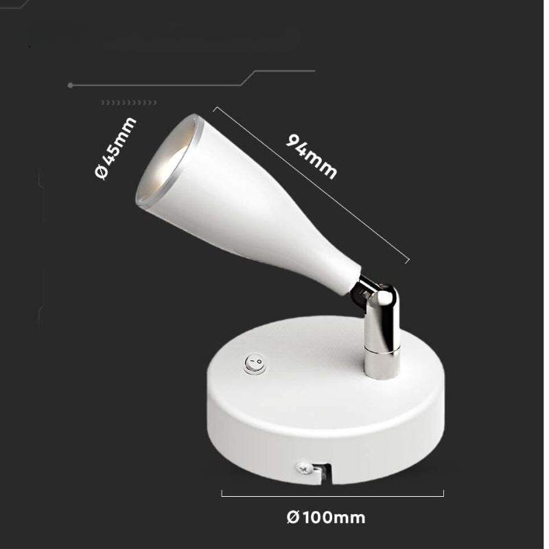 Lampe Murale 4.5W avec Interrupteur Blanc/Argent - Silamp France