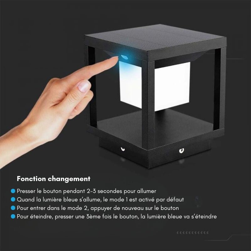 Lanterne Extérieure Solaire Noire 2W IP65 Avec Détecteur de Mouvement - Silamp France