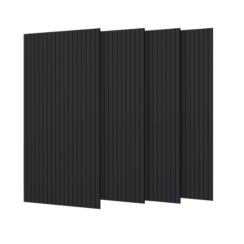 Lot de 4 Panneaux Acoustiques Muraux Bois 240x60x2,2cm - Couleur Noir avec Fond Noir - Silamp France