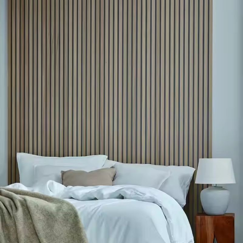 Lot de 8 Panneaux Acoustiques Murauxl - Tasseaux Finition Noyer - Fond Noir - 240x60x2,2cm - Silamp France