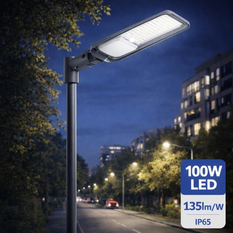 Luminaire LED Urbain 100W IP65 135lm/W avec Détecteur Crépusculaire - Silamp France