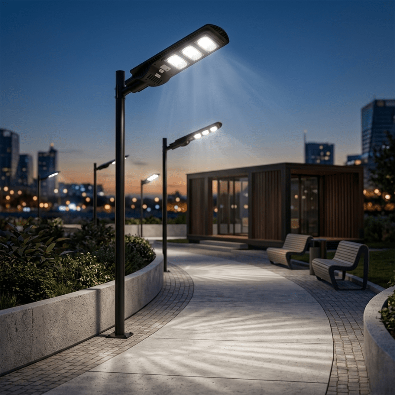 Luminaire LED urbain solaire 30W IP65 (Barre métallique incluse) - Silamp France