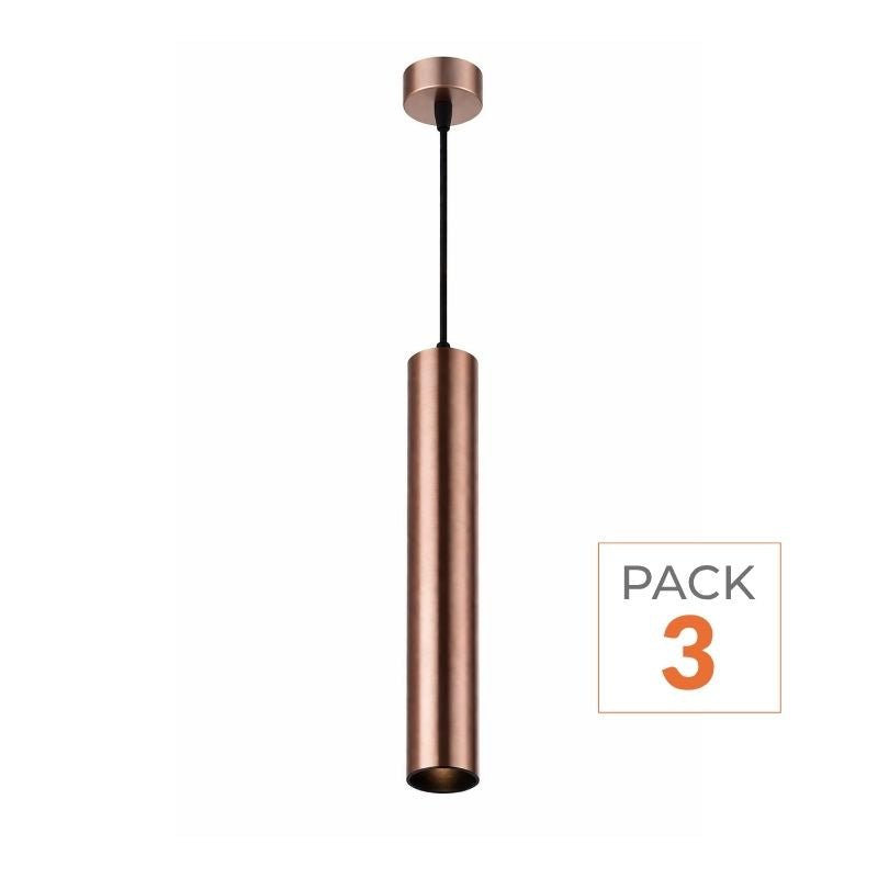 Luminaire Suspendu GU10 IP20 30cm Bronze (Pack de 3) - Silamp France