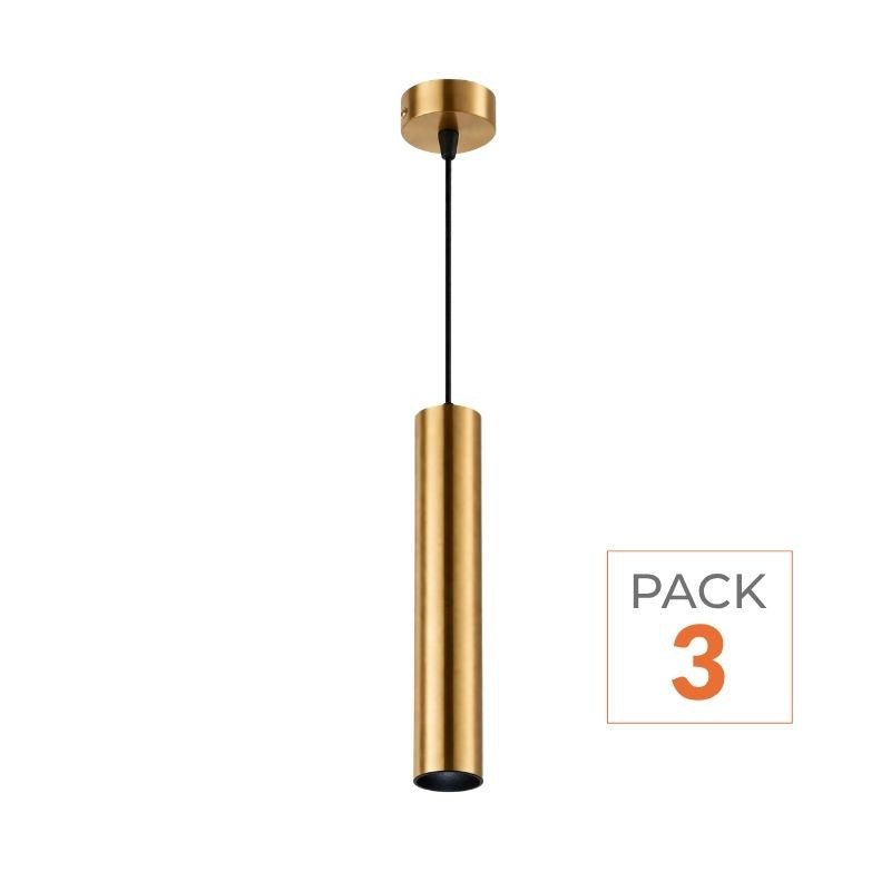 Luminaire Suspendu GU10 IP20 30cm Doré (Pack de 3) - Silamp France
