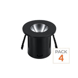 Pack de  4 - Mini Spot LED Encastrable 1W 90° Rond Noir