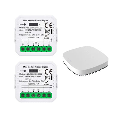 Module Interrupteur pour Volet Roulant Zigbee (2 pièces) + passerelle Zigbee
