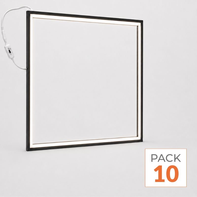 Pack de 10 - Dalle LED Cadre Lumineux CCT 60x60 36W - Cadre Noir - Silamp France