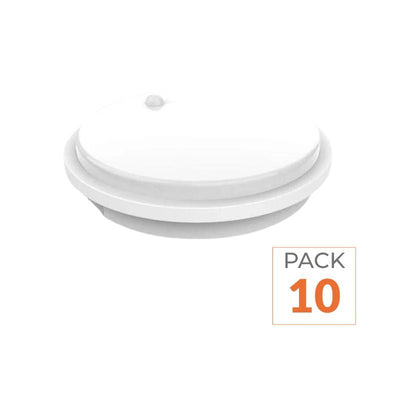 Pack de 10 - Hublot LED Extérieur Rond 10W IP54 Blanc avec détecteur de mouvement