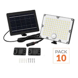 Pack de 10 - Projecteur Led Solaire Extérieur 9W IP65 3-CCT Détecteur de Lumière et de Mouvement