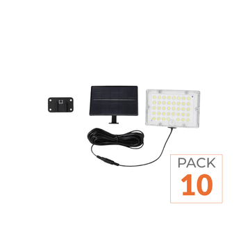 Pack de 10 - Projecteur Led Solaire Extérieur 9W IP65 3-CCT Détecteur de Lumière et de Mouvement
