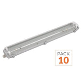 Pack de  10 - Réglette étanche double pour Tube LED T8 150cm IP65 (Boitier vide)
