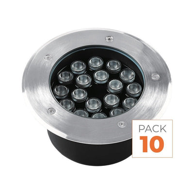 Pack de 10 - Spot Extérieur Encastrable 12W IP67 220V Sol 30° Ø160 mm