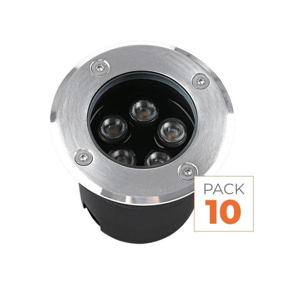 Pack de 10 - Spot Extérieur Encastrable 5W IP67 220V Sol 30° Ø80 mm