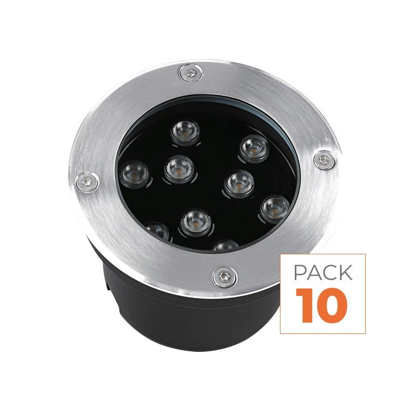 Pack de 10 - Spot Extérieur Encastrable 9W IP67 220V Sol 30° Ø120 mm - Silamp France