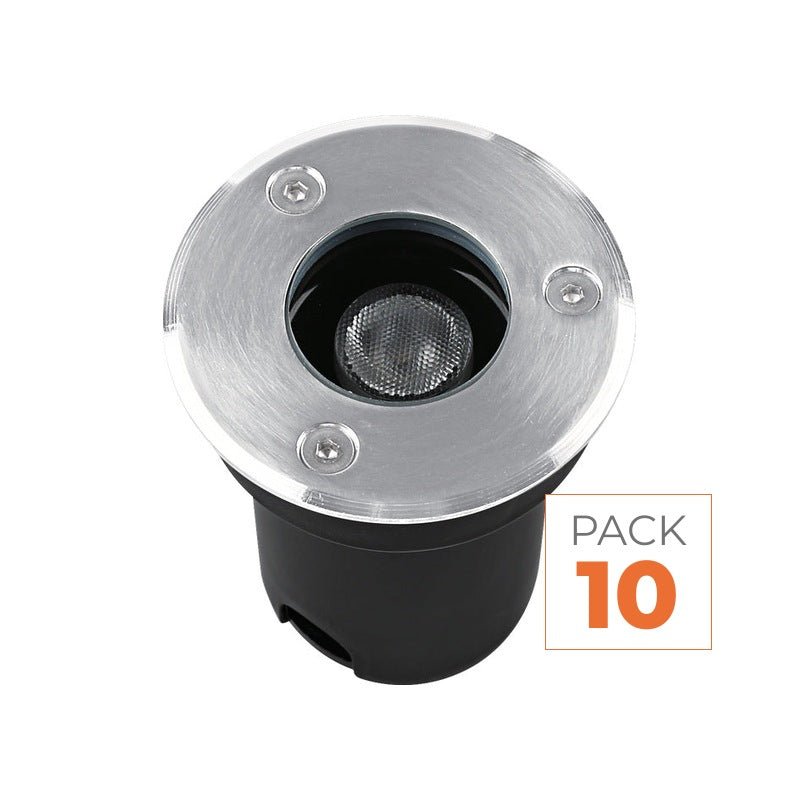 Pack de 10 - Spot Extérieur Encastrable LED IP67 220V Sol 1W 30° Ø64 mm - Silamp France