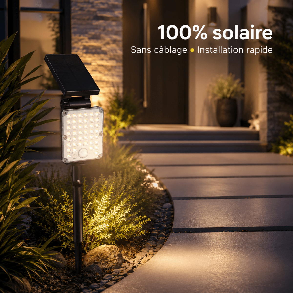 Pack de 10 - Spot LED Extérieur 3 - CCT à Piquer IP65 Solaire 8W 1150lm 144lm/W avec Détecteur - Silamp France