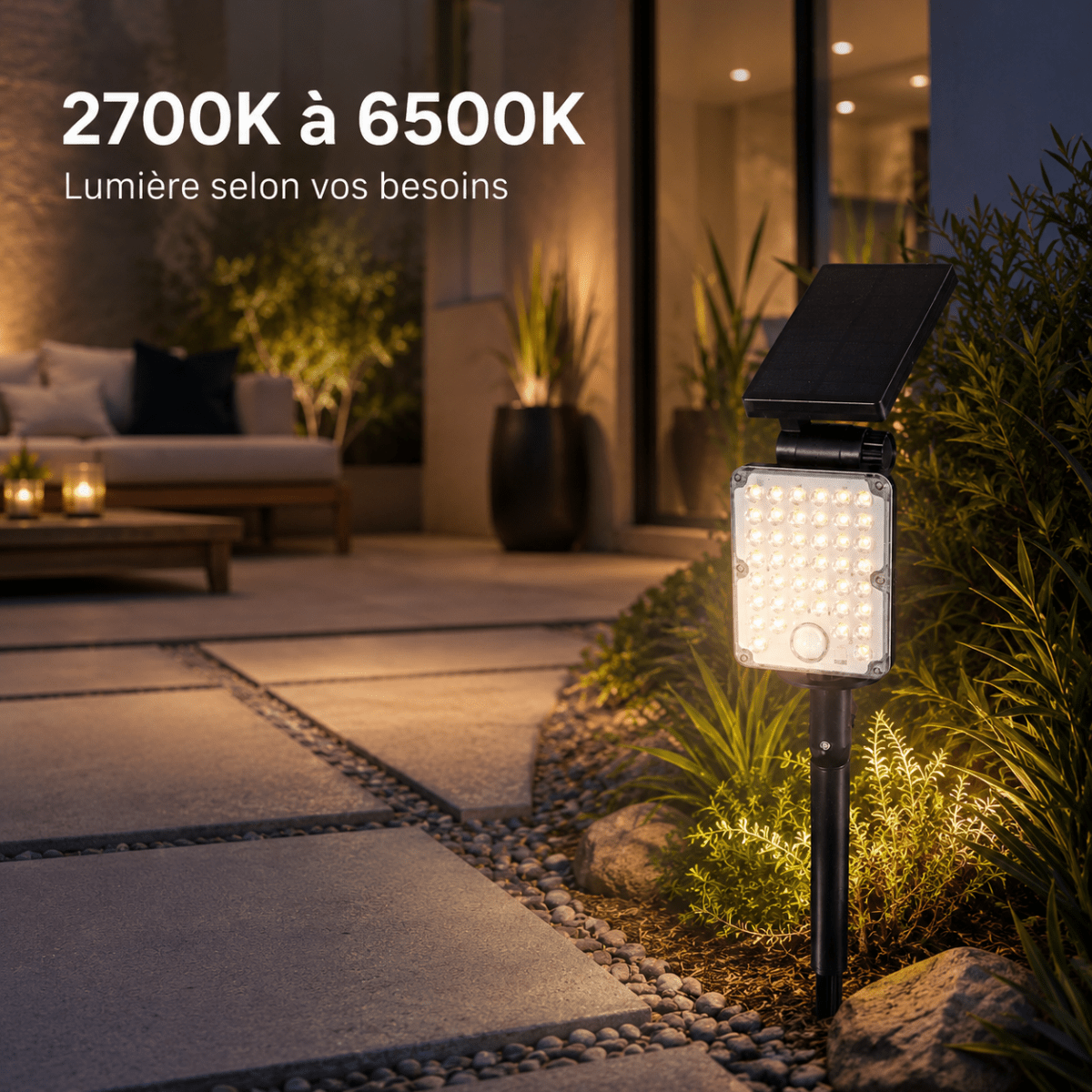 Pack de 10 - Spot LED Extérieur 3 - CCT à Piquer IP65 Solaire 8W 1150lm 144lm/W avec Détecteur - Silamp France