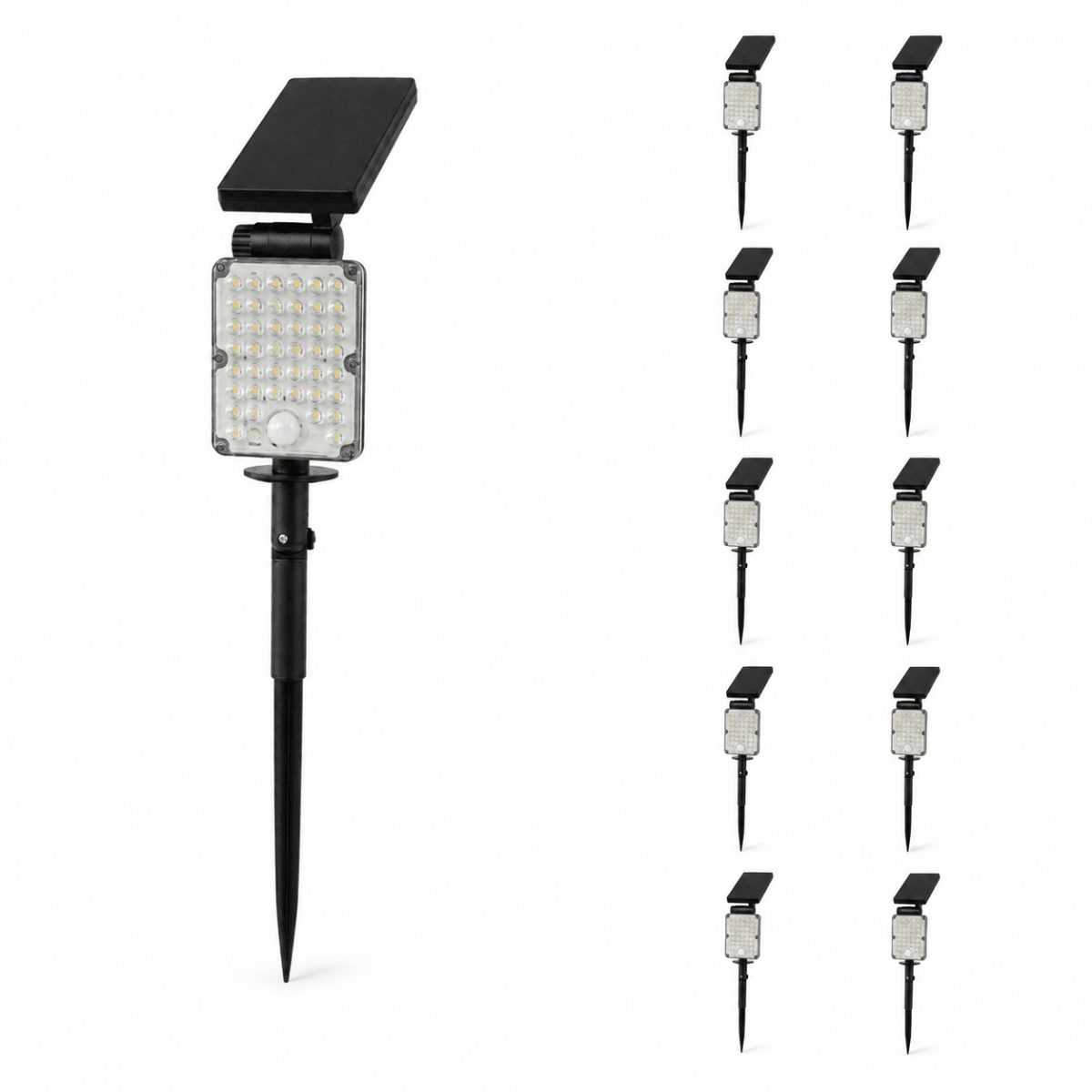 Pack de 10 - Spot LED Extérieur 3-CCT à Piquer IP65 Solaire 8W 1150lm 144lm/W avec Détecteur - Silamp France