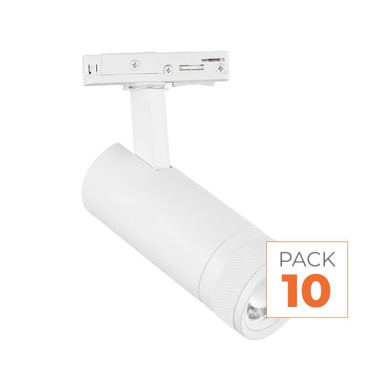 Pack de 10 - Spot LED sur Rail Blanc Angle Ajustable Monophasé 30W 15-60° CCT TRIAC Dimmable - Silamp France