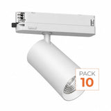 Pack de 10 - Spot LED sur Rail COB Triphasé 10W 36° Blanc - Garantie 5 ans