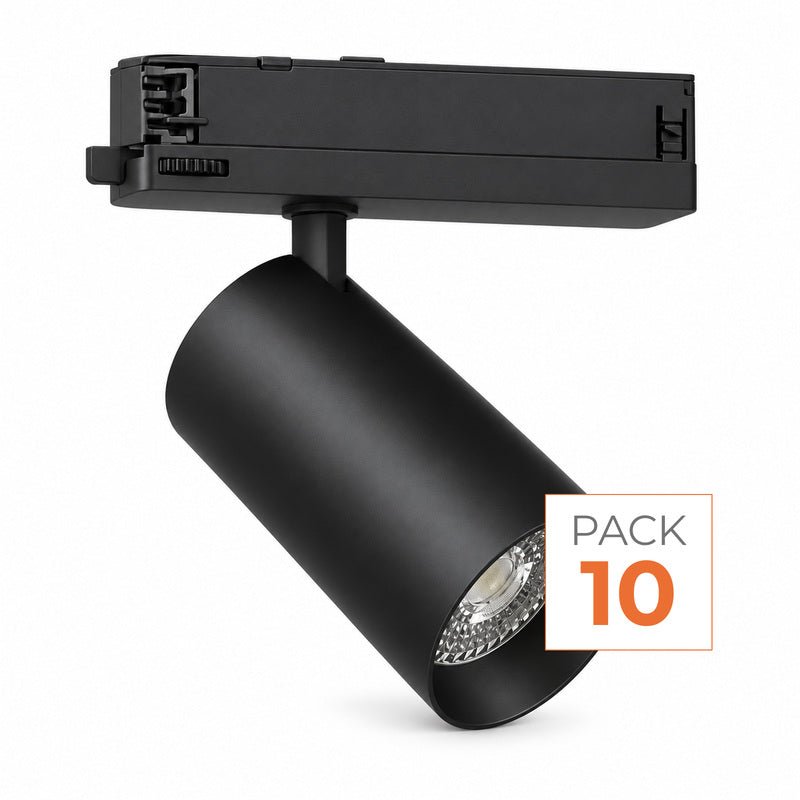 Pack de 10 - Spot LED sur Rail COB Triphasé 10W 36° Noir - Garantie 5 ans - Silamp France