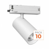 Pack de 10 - Spot LED sur Rail COB Triphasé 40W 36° Blanc - Garantie 5 ans