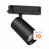 Pack de 10 - Spot LED sur Rail COB Triphasé 40W 36° Noir - Garantie 5 ans