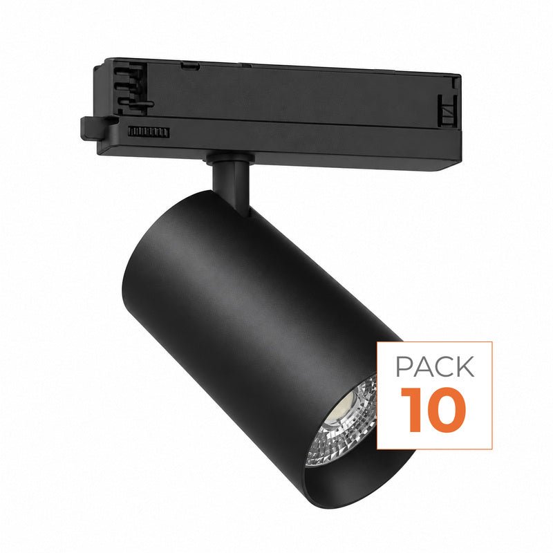 Pack de 10 - Spot LED sur Rail COB Triphasé 40W 36° Noir - Garantie 5 ans - Silamp France