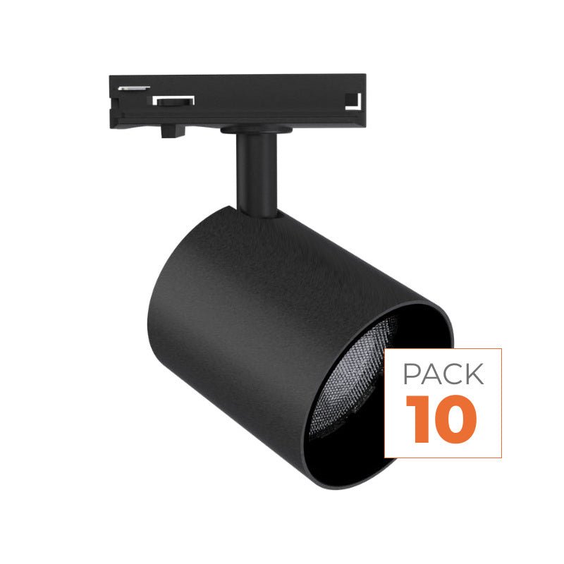 Pack de 10 - Spot LED sur Rail Noir Monophasé 24W 36° TRIAC Dimmable - Silamp France
