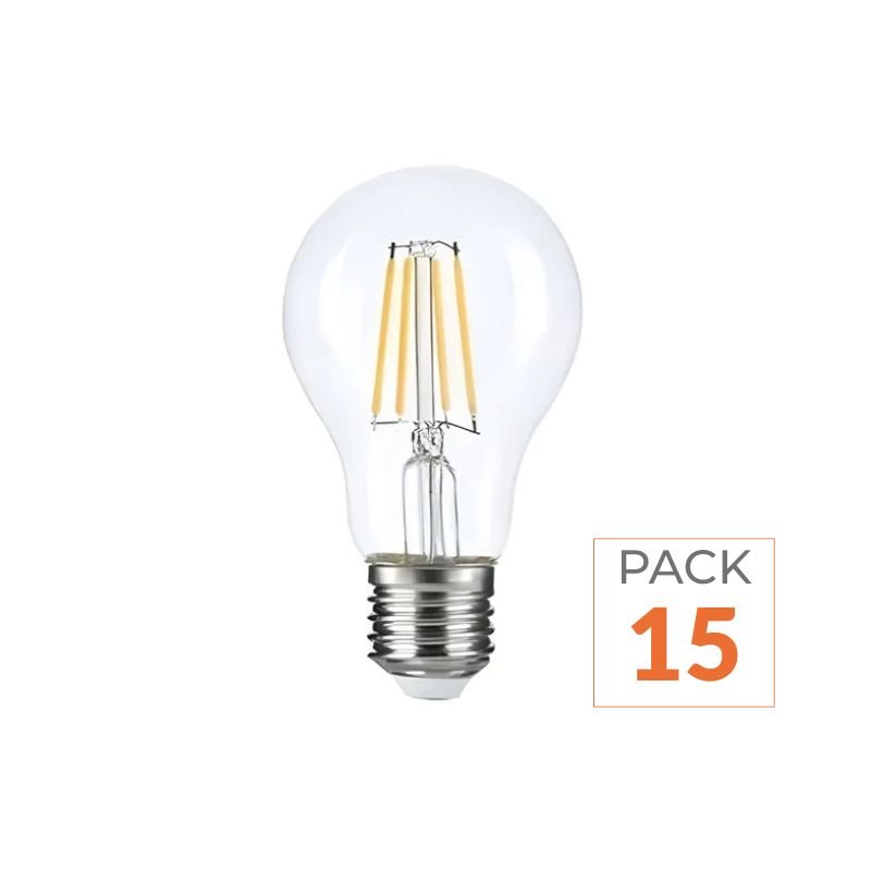 Pack de 15 - Ampoule LED E27 A60 3.8W Filament Classe Énergétique A 210lm/W - Silamp France