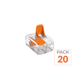 Pack de 20 - Borne de raccordement à levier 2 entrées