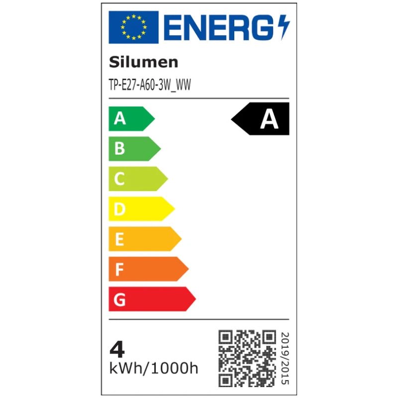 Pack de 3 Ampoules LED E27 A60 3.8W Filament Classe Énergétique A 210lm/W - Silamp France